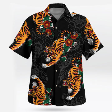 Tiger and Floral Pattern Hawaiian Shirt Wild Elegance Aloha Wear – Moonbestprint