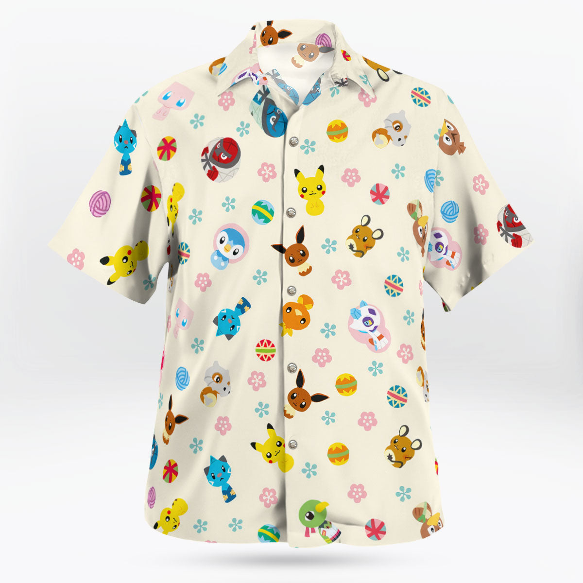 Tiny Pokémon Button-Up Hawaiian Shirt Adorable Design – Moonbestprint