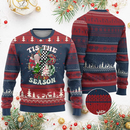 Tis The Season Groovy Christmas Ugly Sweater - Moonbestprint