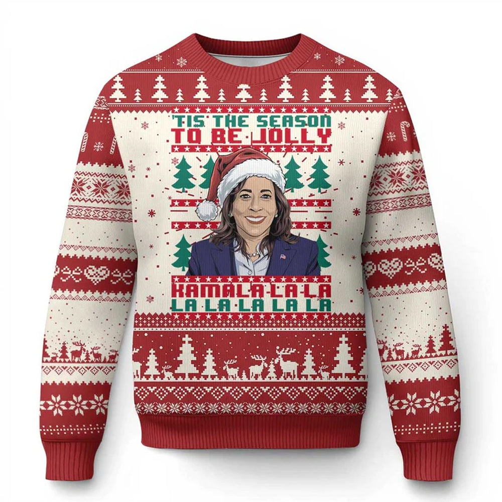 Tis The Season To Be Jolly Kamala La La Ugly Christmas Sweater - Moonbestprint