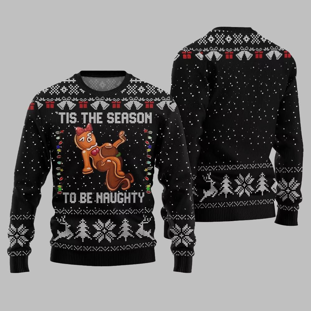 Tis The Season To Be Naughty Ugly Sweater Christmas 2026 - Moonbestprint