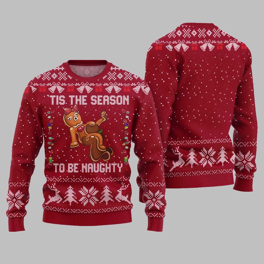 Tis The Season To Be Naughty Ugly Sweater Christmas 2026 - Moonbestprint