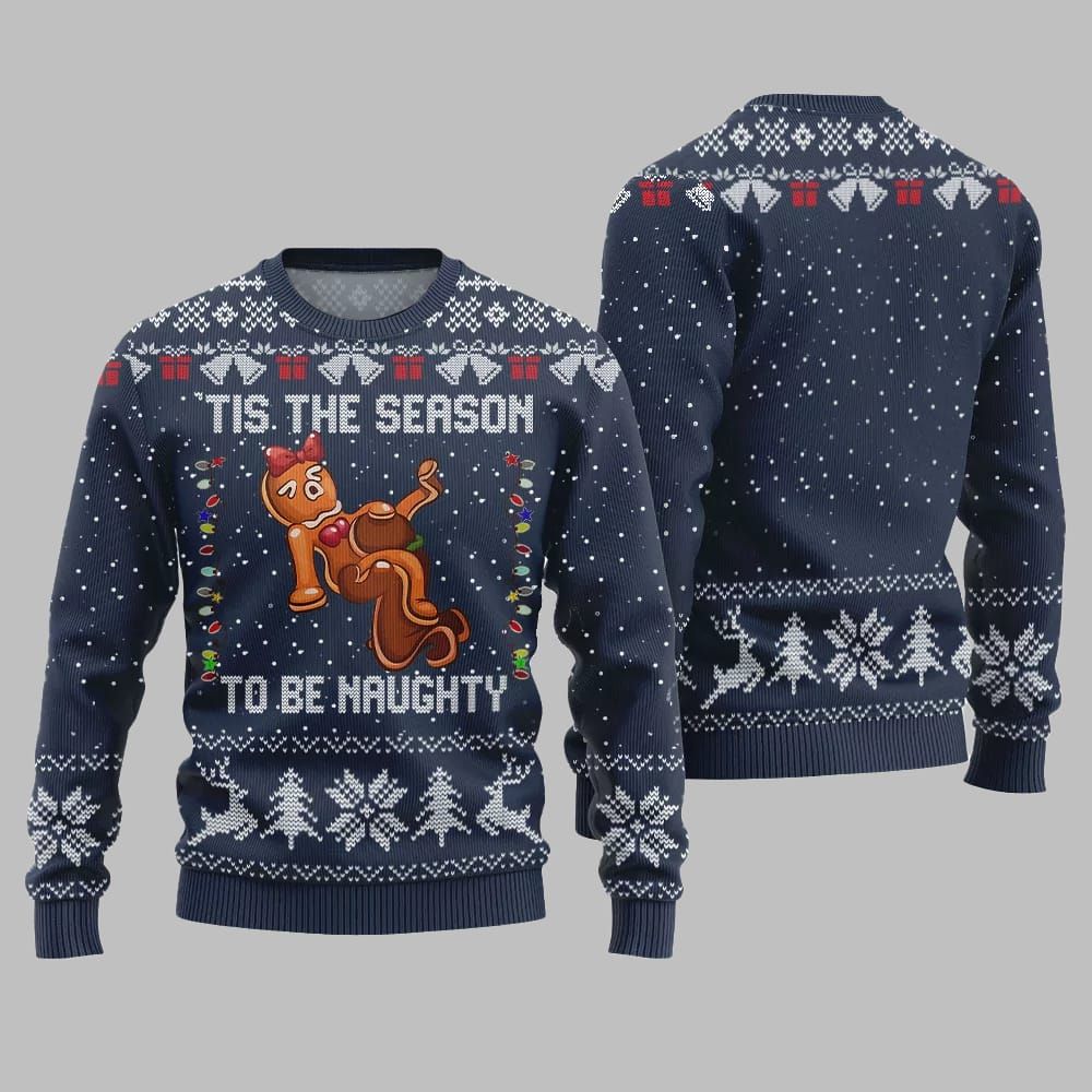 Tis The Season To Be Naughty Ugly Sweater Christmas 2026 - Moonbestprint