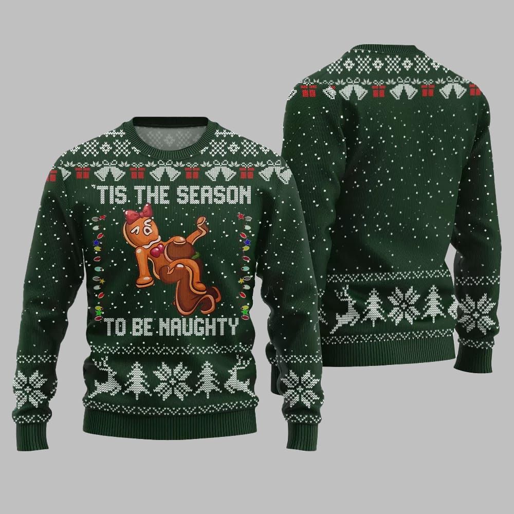 Tis The Season To Be Naughty Ugly Sweater Christmas 2026 - Moonbestprint