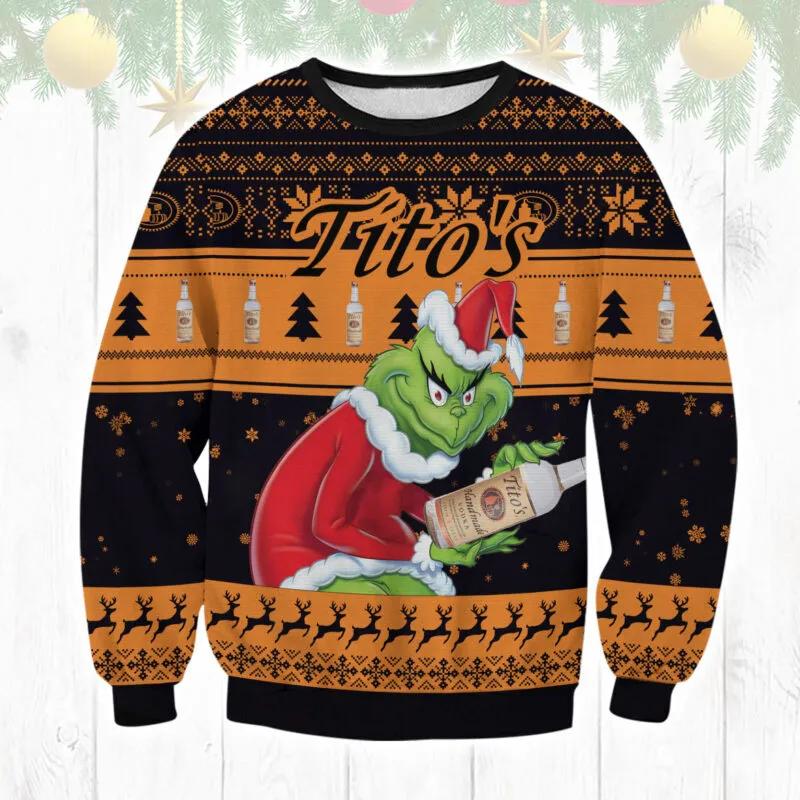 Tito’s The Grinch Ugly Sweater, Grinch Holiday Sweater Moonbestprint