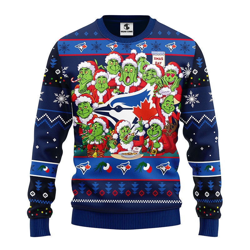 Toronto Blue Jays 12 Grinch Xmas Day Ugly Christmas Sweater Moonbestprint