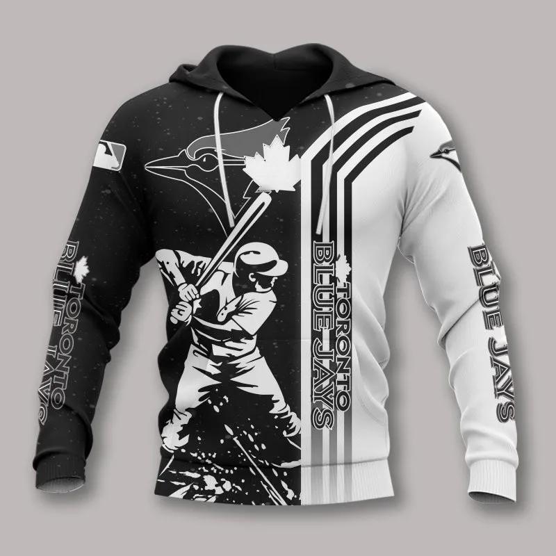 Toronto Blue Jays Black And White All Over Print Hoodie 1, MLB Hoodie Moonbestprint