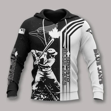 Toronto Blue Jays Black And White All Over Print Hoodie 1, MLB Hoodie Moonbestprint
