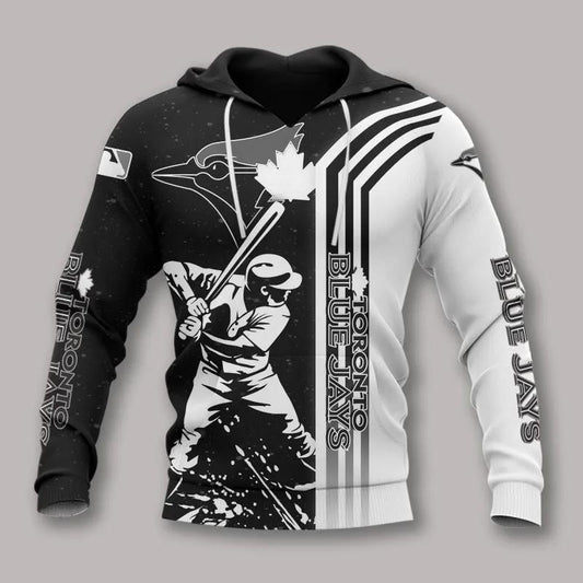 Toronto Blue Jays Black And White All Over Print Hoodie 1, MLB Hoodie Moonbestprint