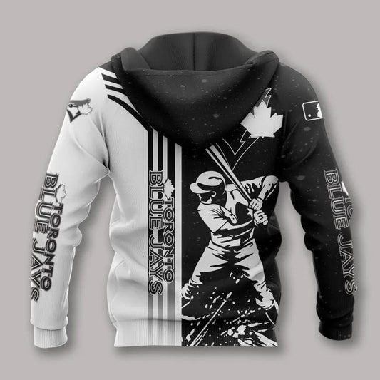 Toronto Blue Jays Black And White All Over Print Hoodie 1, MLB Hoodie Moonbestprint