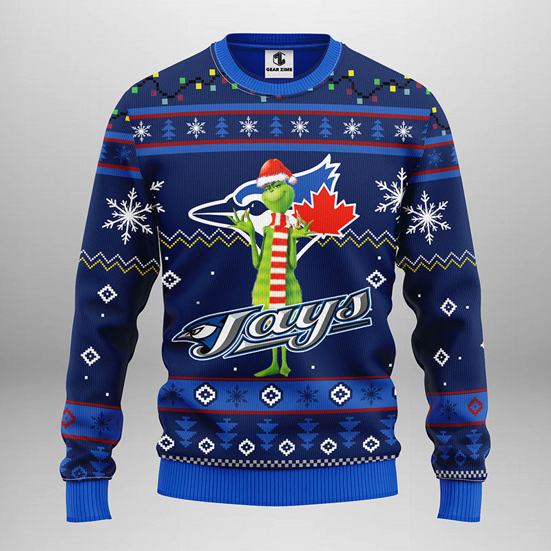 Toronto Blue Jays Funny Grinch Ugly Christmas Sweater Moonbestprint