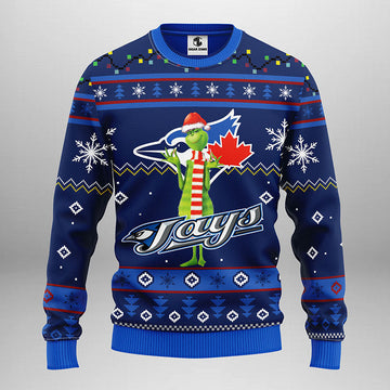 Toronto Blue Jays Funny Grinch Ugly Christmas Sweater Moonbestprint