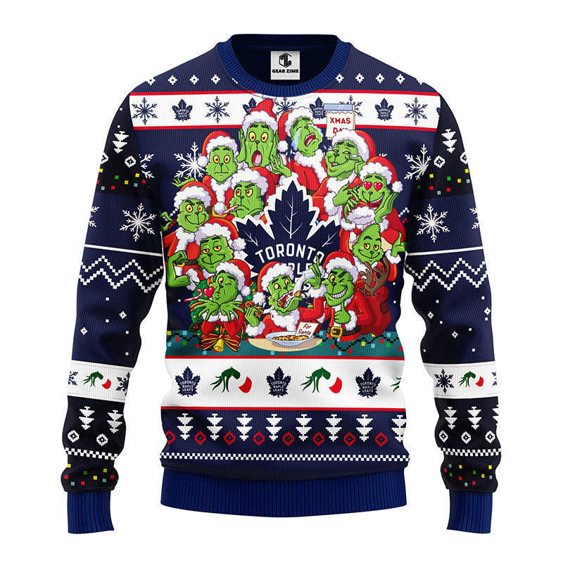 Toronto Maple Leafs 12 Grinch Xmas Day Ugly Christmas Sweater Moonbestprint