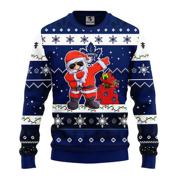 Toronto Maple Leafs Dabbing Santa Claus Ugly Christmas Sweater, NHL Christmas Sweater Moonbestprint