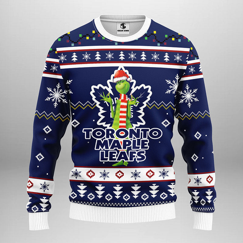 Toronto Maple Leafs Funny Grinch Ugly Christmas Sweater Moonbestprint