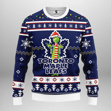 Toronto Maple Leafs Funny Grinch Ugly Christmas Sweater Moonbestprint