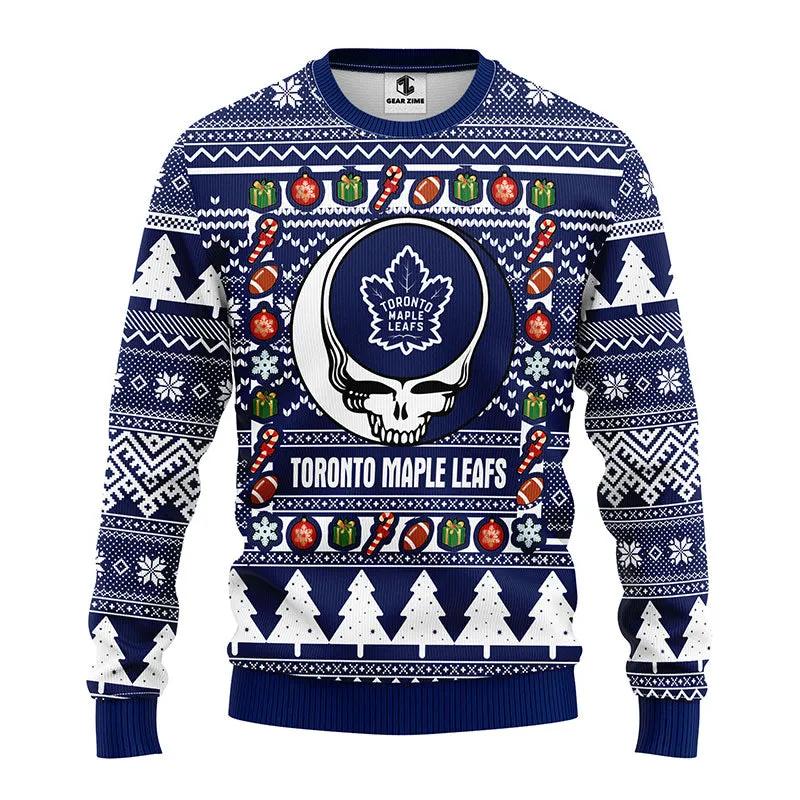 Toronto Maple Leafs Grateful Dead Ugly Christmas Sweater, NHL Christmas Sweater Moonbestprint