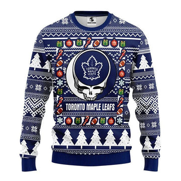Toronto Maple Leafs Grateful Dead Ugly Christmas Sweater, NHL Christmas Sweater Moonbestprint