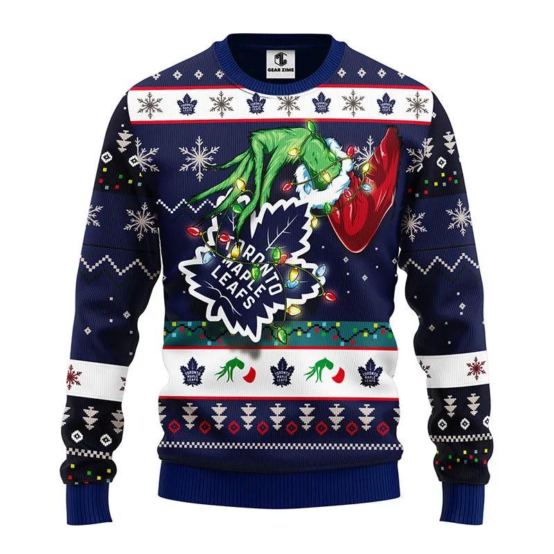 Toronto Maple Leafs Grinch Ugly Christmas Sweater, NHL Christmas Sweater Moonbestprint