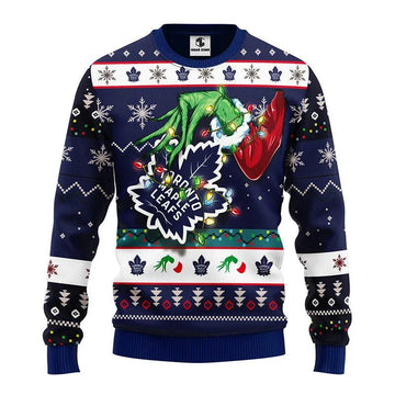 Toronto Maple Leafs Grinch Ugly Christmas Sweater, NHL Christmas Sweater Moonbestprint