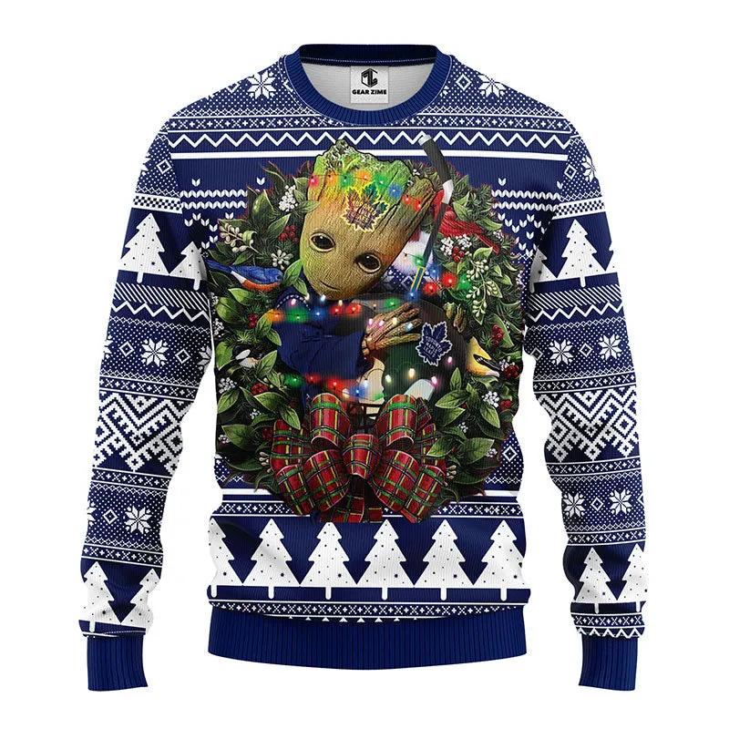 Toronto Maple Leafs Groot Hug Ugly Christmas Sweater, NHL Christmas Sweater Moonbestprint