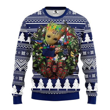 Toronto Maple Leafs Groot Hug Ugly Christmas Sweater, NHL Christmas Sweater Moonbestprint