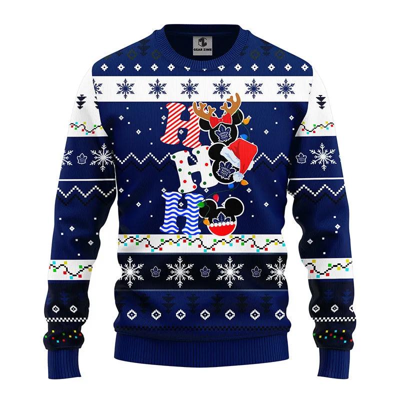 Toronto Maple Leafs Hohoho Ugly Christmas Sweater, NHL Christmas Sweater Moonbestprint