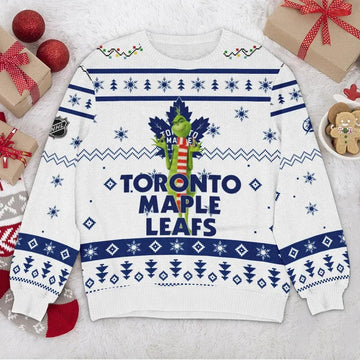 Toronto Maple Leafs NHL Grinch Ugly Christmas Sweater, NHL Christmas Sweater Moonbestprint