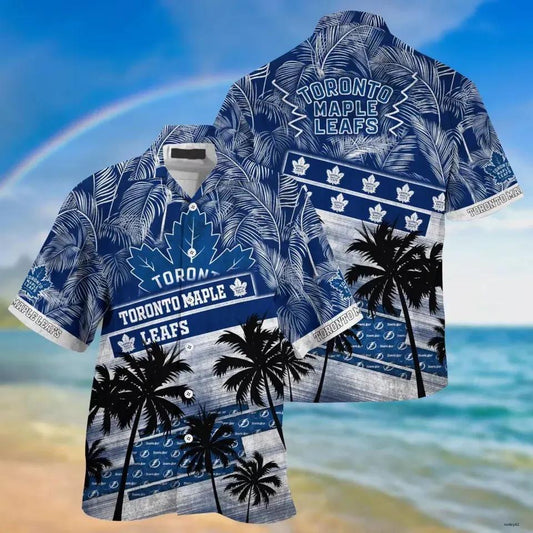Toronto Maple Leafs Palm Tree Pattern Hawaiian Shirt, NHL Hawaiian Shirt Moonbestprint