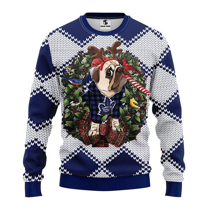 Toronto Maple Leafs Pub Dog Ugly Christmas Sweater, NHL Christmas Sweater Moonbestprint