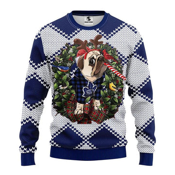 Toronto Maple Leafs Pub Dog Ugly Christmas Sweater, NHL Christmas Sweater Moonbestprint