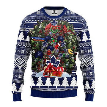 Toronto Maple Leafs Tree Christmas Ugly Sweater, NHL Christmas Sweater Moonbestprint