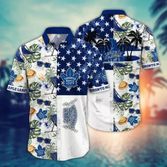 Toronto Maple Leafs Tropical Flower Hawaiian Shirt, NHL Hawaiian Shirt Moonbestprint