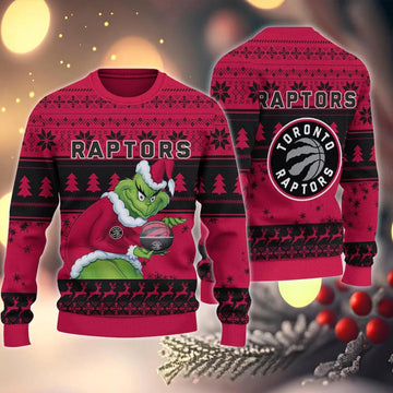 Toronto Raptors Grinch Stolen Ugly Christmas Sweater, NBA Chritsmas Sweater Moonbestprint