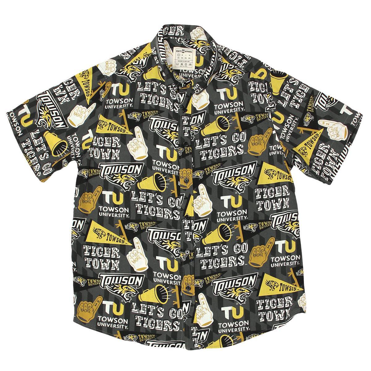 Towson University Fan Pattern (Grey) / Hawaiian Shirt - Moonbestprint