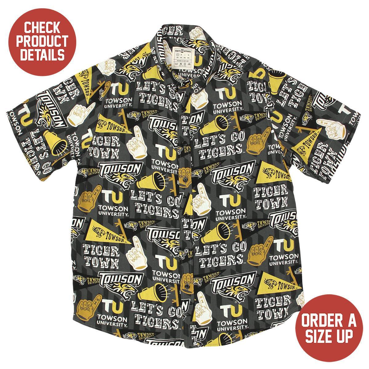 Towson University Fan Pattern (Grey) / Hawaiian Shirt - Moonbestprint