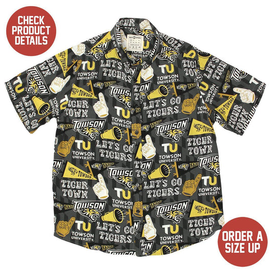 Towson University Fan Pattern (Grey) / Hawaiian Shirt - Moonbestprint