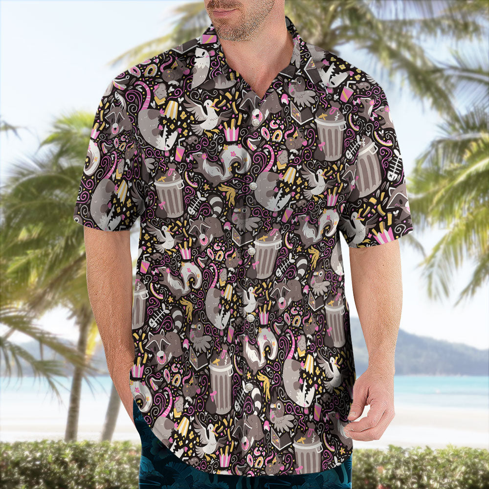 Trash Mammals Hawaiian Shirt Raccoon, Skunk, Opossum Vibes – Moonbestprint