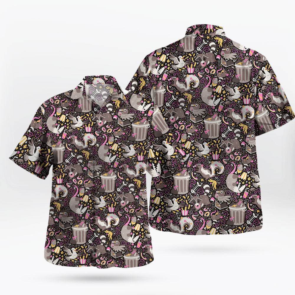 Trash Mammals Hawaiian Shirt Raccoon, Skunk, Opossum Vibes – Moonbestprint