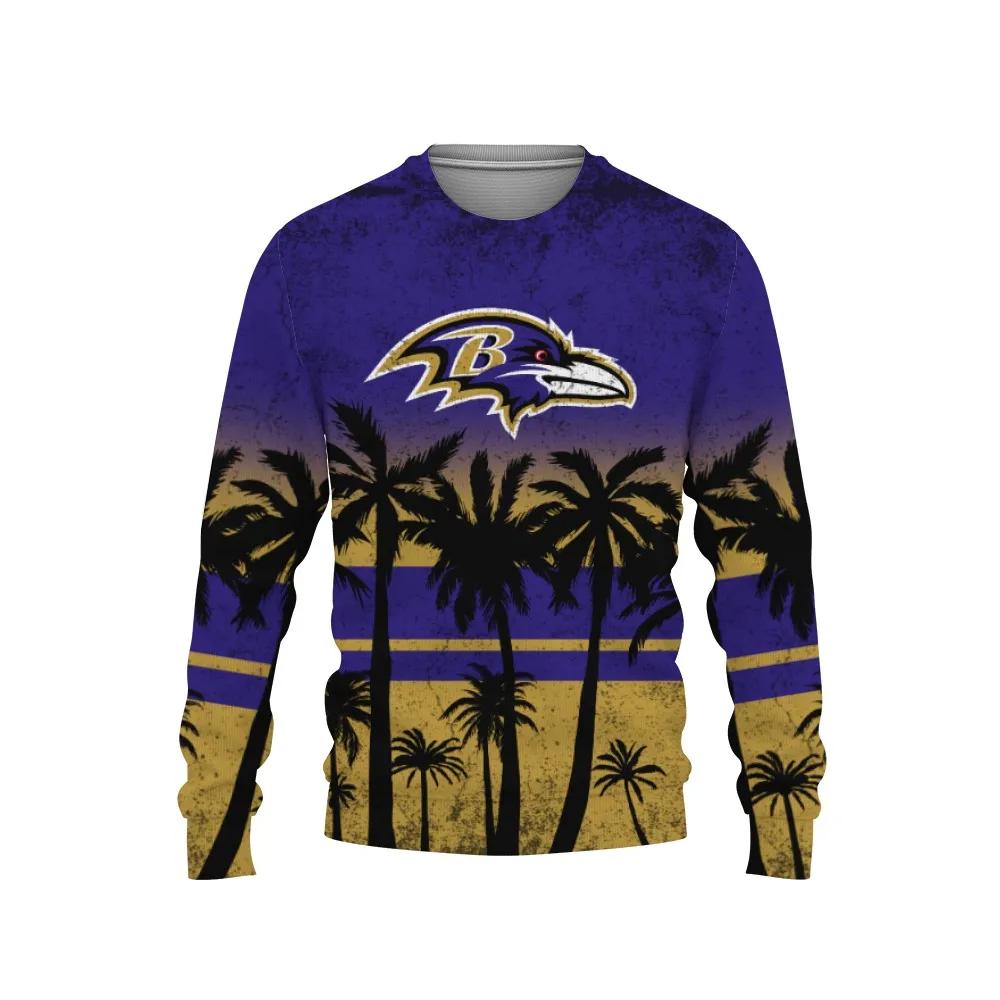 Tree Beach Baltimore Ravens Ugly Christmas Sweater, NFL Christmas Sweater Moonbestprint