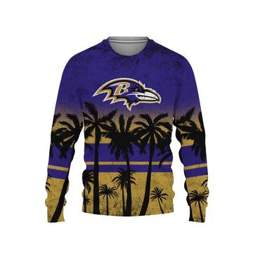 Tree Beach Baltimore Ravens Ugly Christmas Sweater, NFL Christmas Sweater Moonbestprint
