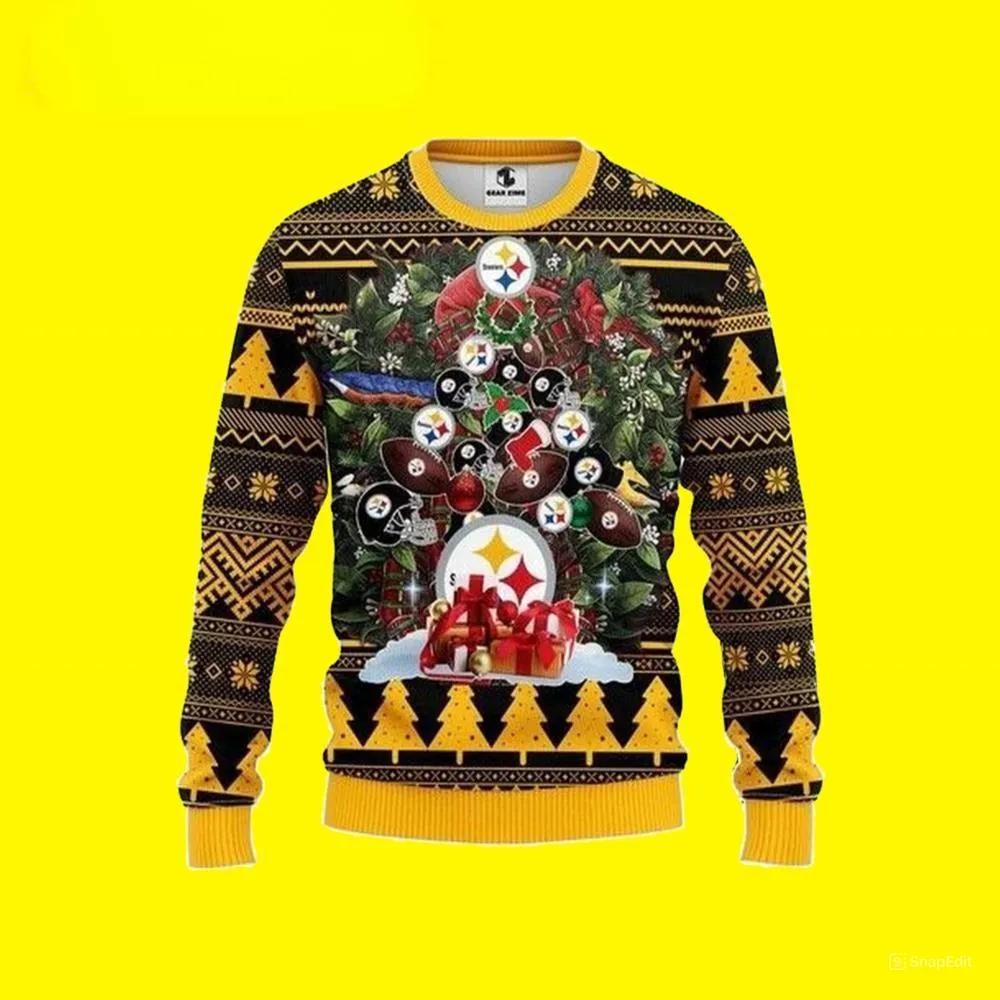 Tree Christmas Pittsburgh Steelers Ugly Christmas Sweater, NFL Christmas Sweater Moonbestprint