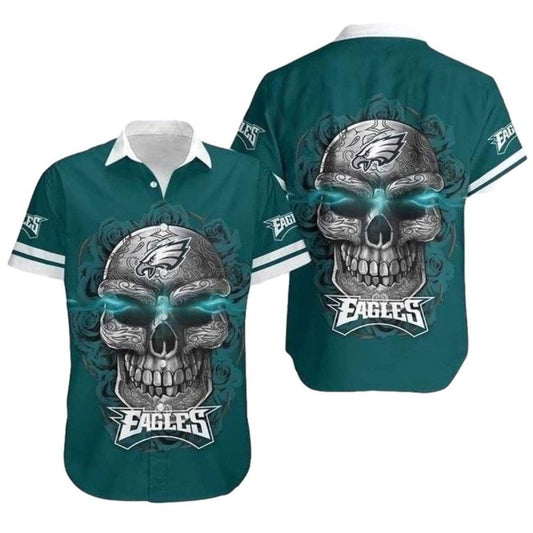 Philadelphia Eagles Tribal Skull Fusion Hawaiian Shirt - Moonbestprint