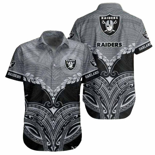 Tribal Tattoo Wave Las Vegas Raiders Hawaiian Shirt - Moonbestprint