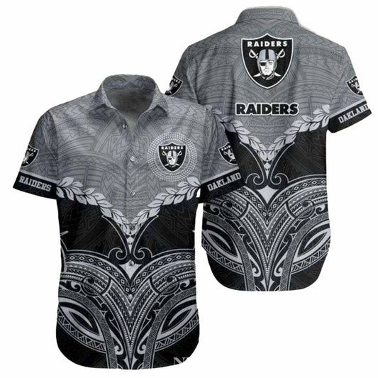 Tribal Tattoo Wave Las Vegas Raiders Hawaiian Shirt - Moonbestprint