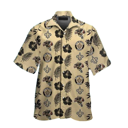 Tropical Escape NFL Saints Hawaiian Shirt With Palm Tree And Logo Print - Moonbestprint