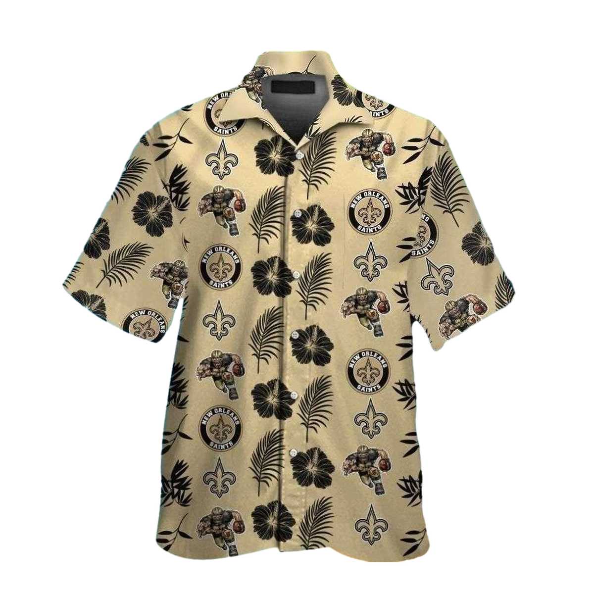 Tropical Escape NFL Saints Hawaiian Shirt With Palm Tree And Logo Print - Moonbestprint