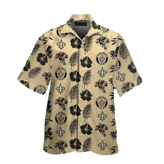 Tropical Escape NFL Saints Hawaiian Shirt With Palm Tree And Logo Print - Moonbestprint