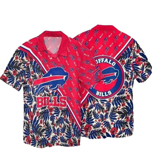 Tropical Flower Pattern Nfl Buffalo Bills Hawaiian Shirt - Moonbestprint