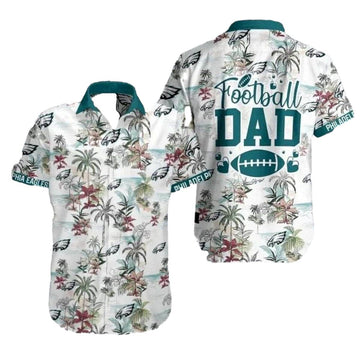 Philadelphia Eagles Tropical Football Dad Lush Foliage Hawaiian Shirt - Moonbestprint
